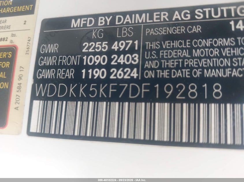 MERCEDES-BENZ E 350 2013 VIN WDDKK5KF7DF192818