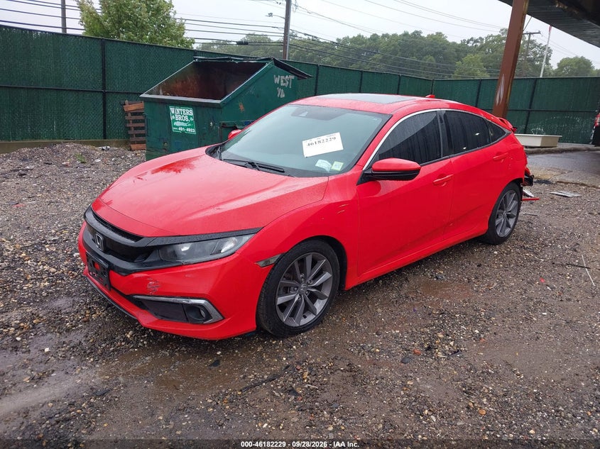 2020 Honda Civic Ex-L, Rear, IAAI, VIN 2HGFC1F71LH682626 — photo 2