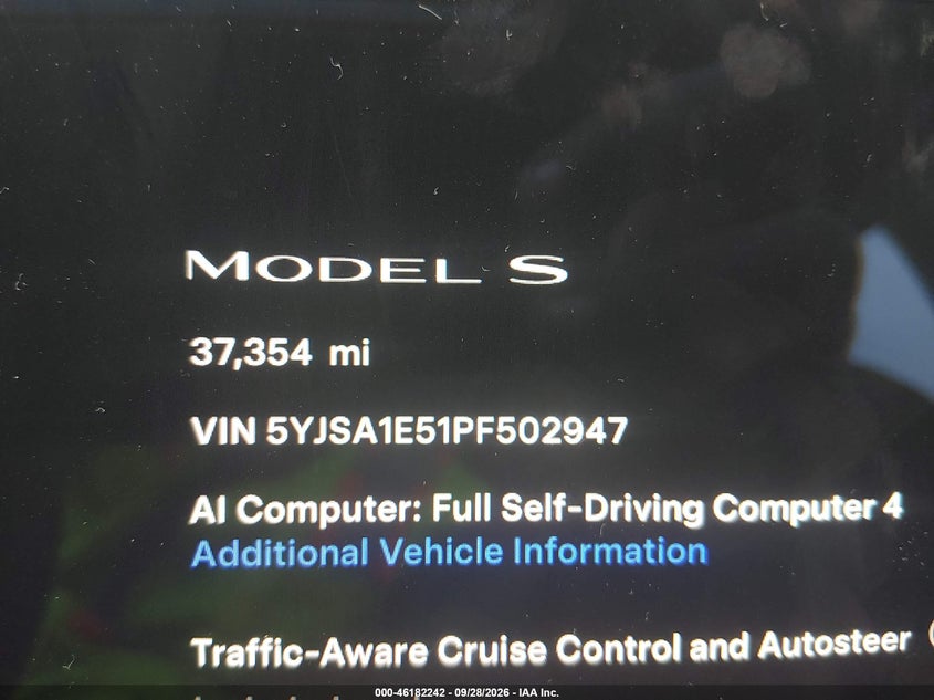 TESLA MODEL S 2023 VIN 5YJSA1E51PF502947