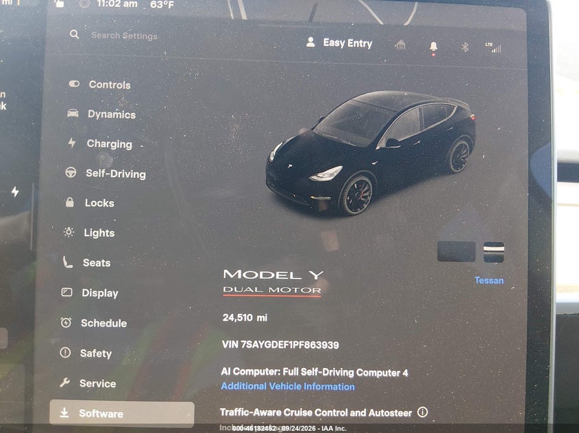 TESLA MODEL Y 2023 VIN 7SAYGDEF1PF863939
