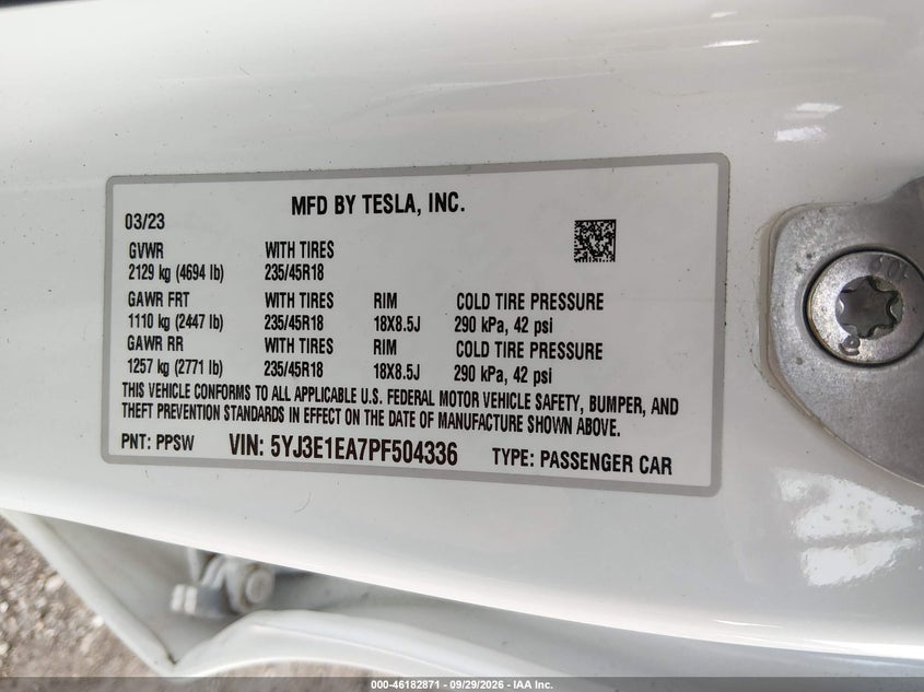 2023 TESLA MODEL 3 REAR-WHEEL DRIVE · Фото 9