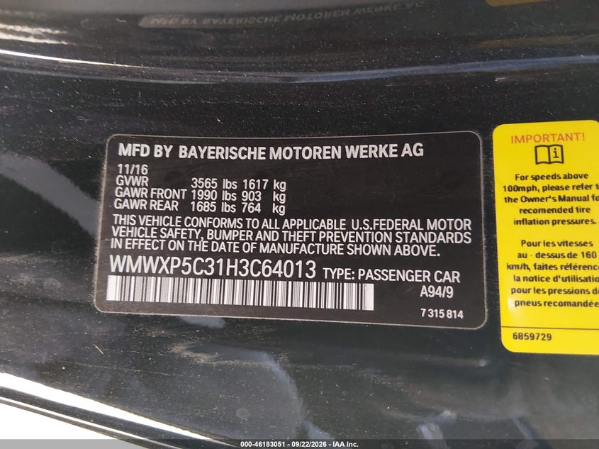 MINI HARDTOP 2017 VIN WMWXP5C31H3C64013