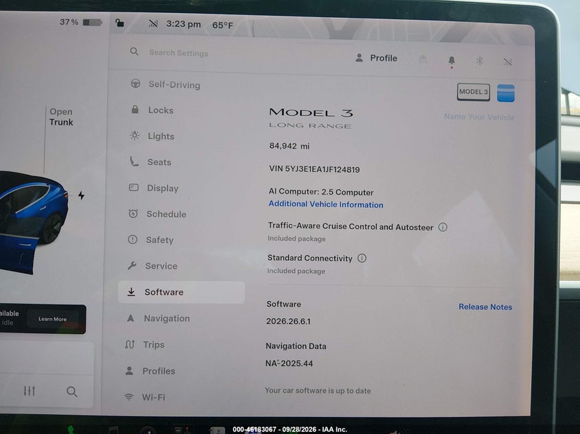 TESLA MODEL 3 2018 VIN 5YJ3E1EA1JF124819