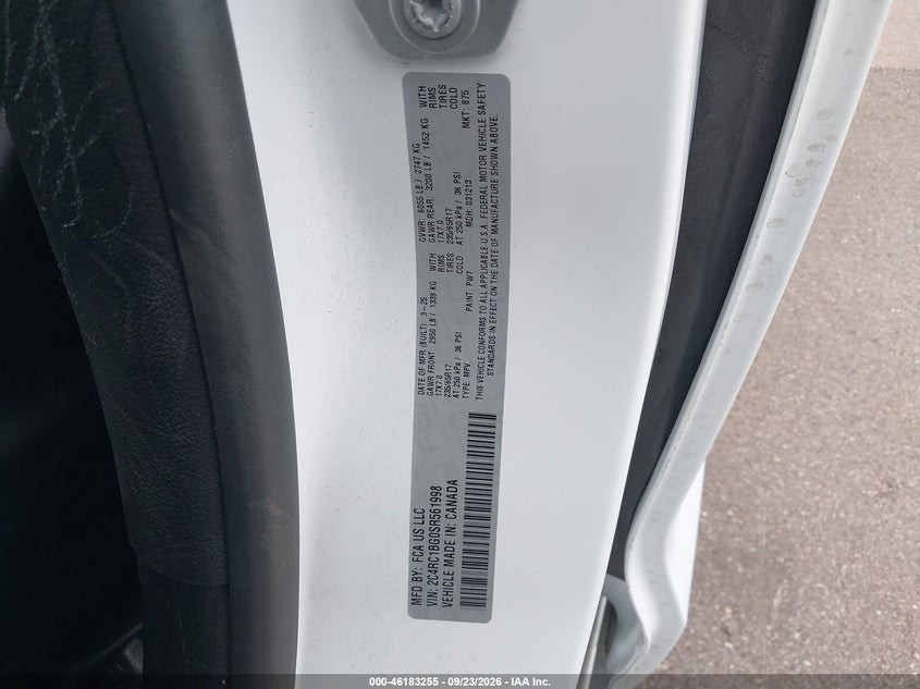 CHRYSLER PACIFICA 2025 VIN 2C4RC1BG0SR561998
