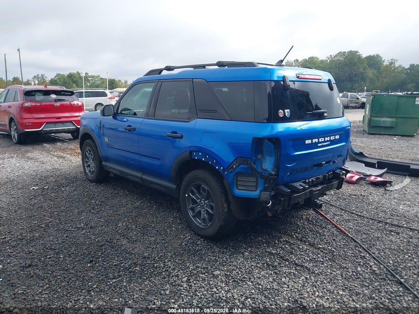 Vin: 3fmcr9b60nrd17885, lot: 46683478, ford bronco sport big bend 20223