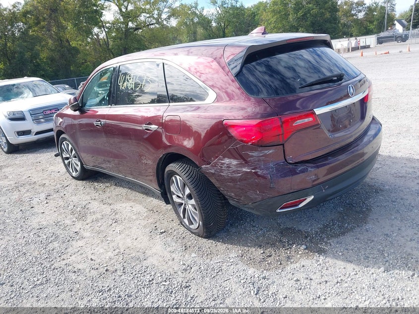 Vin: 5fryd4h4xgb023768, lot: 46684433, acura mdx technology   acurawatch plus packages/technology package 20163