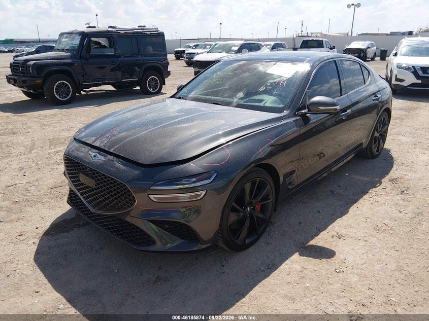 Vin: kmtg54te1pu107531, lot: 46685734, genesis g70 3.3t rwd 20232