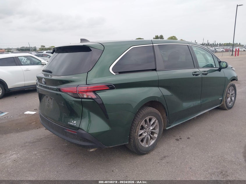 Vin: 5tdkrkec7ms022531, lot: 46688203, toyota sienna le 20214
