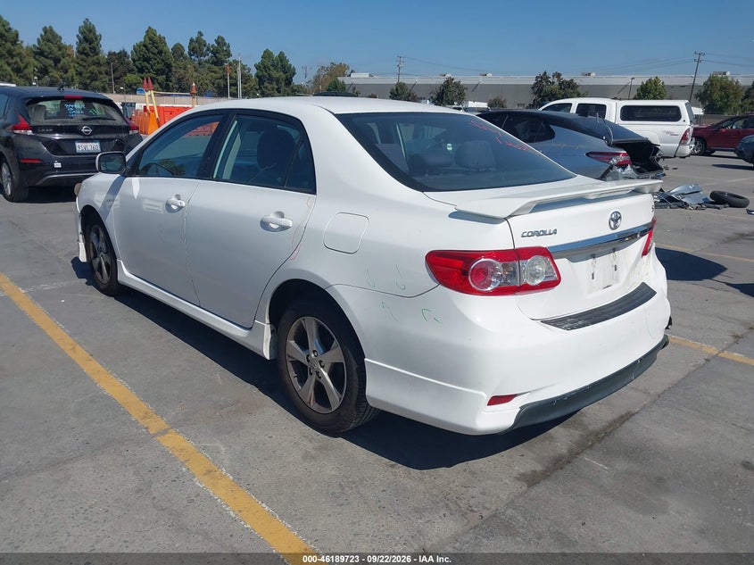 Vin: 2t1bu4ee4bc653660, lot: 46689607, toyota corolla s 20113