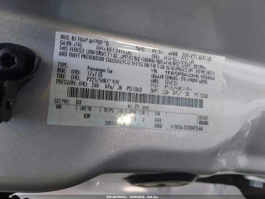FORD C-MAX 2017 VIN 1FADP5AUXHL102692