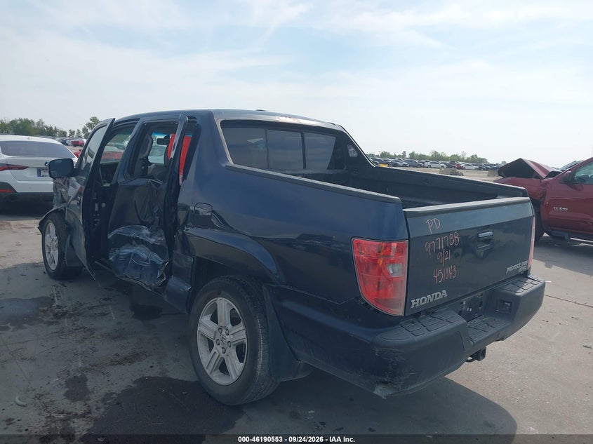Vin: 5fpyk1f50bb451043, lot: 46690437, honda ridgeline rtl 20113