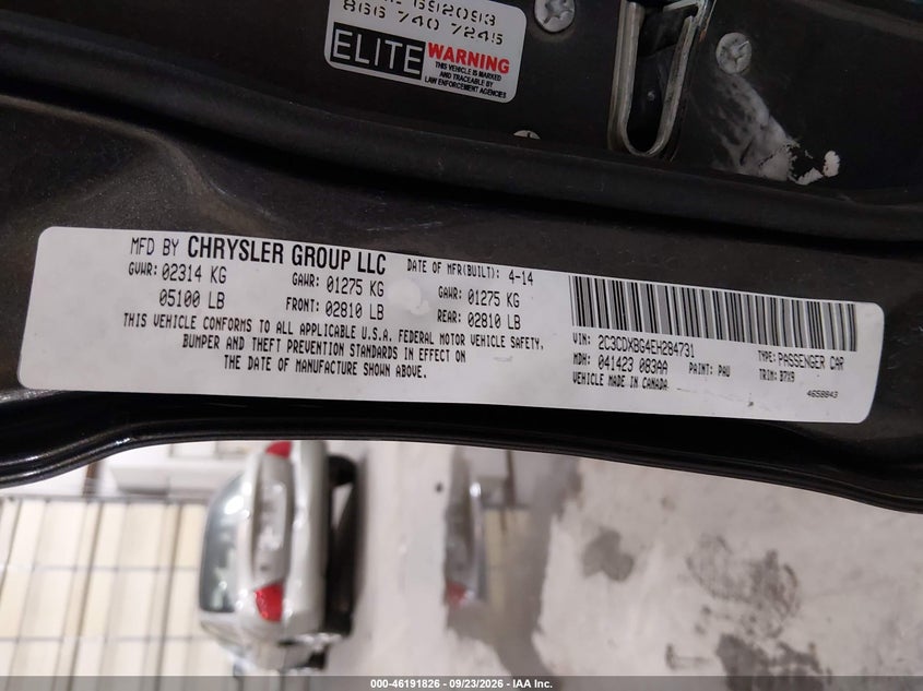 DODGE CHARGER 2014 VIN 2C3CDXBG4EH284731