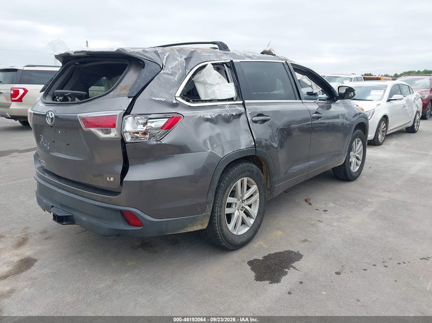 Vin: 5tdzarfh0es004270, lot: 46691948, toyota highlander le 20144