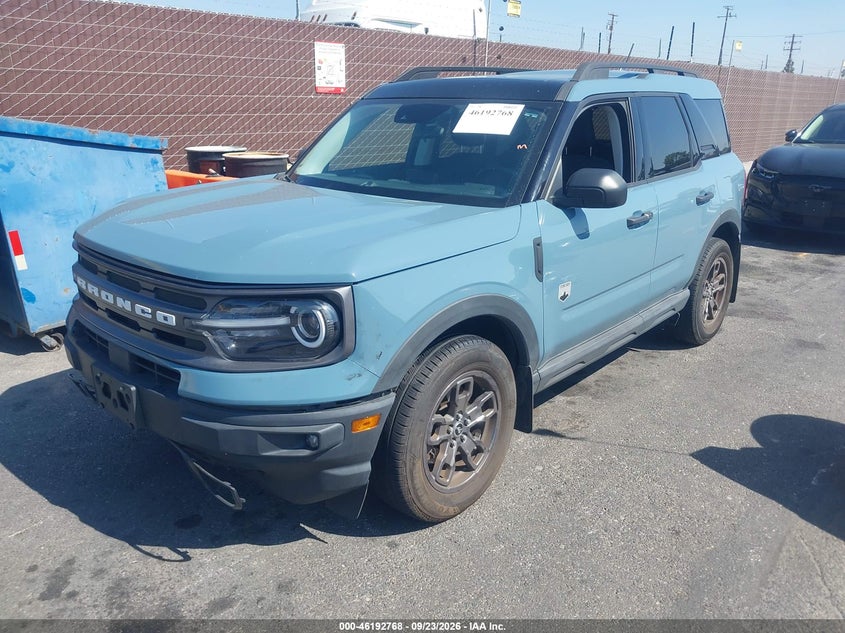 Vin: 3fmcr9b60nrd93221, lot: 46692652, ford bronco sport big bend 20222