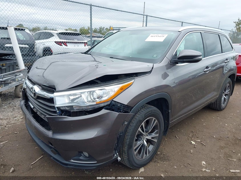 Vin: 5tdjkrfh3gs314507, lot: 46693319, toyota highlander xle v6 20162