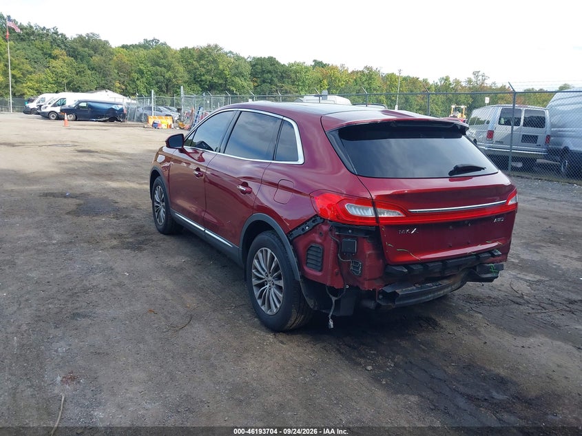 Vin: 2lmtj8kr6gbl58975, lot: 46693589, lincoln mkx select 20163
