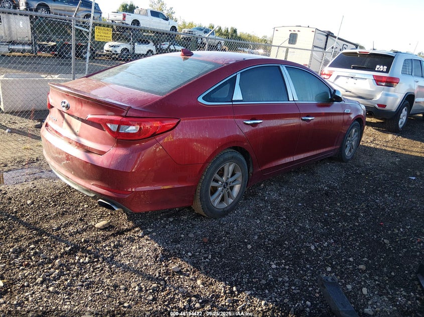 Vin: 5npe24af0fh147876, lot: 46694306, hyundai sonata se 20154