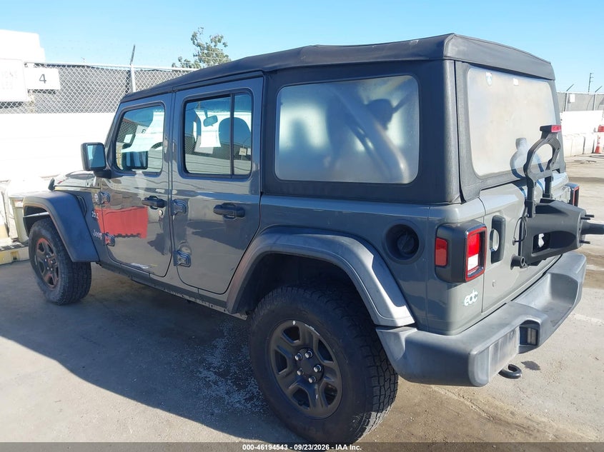 Vin: 1c4hjxdg9lw182105, lot: 46694427, jeep wrangler unlimited sport 4x4 20203