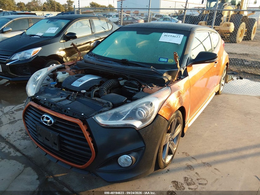 Vin: kmhtc6ae5du174383, lot: 46694507, hyundai veloster turbo w/black 20132
