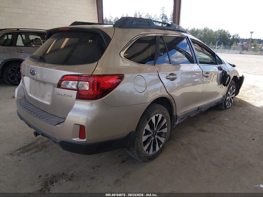 Vin: 4s4bsbnc9f3264094, lot: 46694761, subaru outback 2.5i limited 20154
