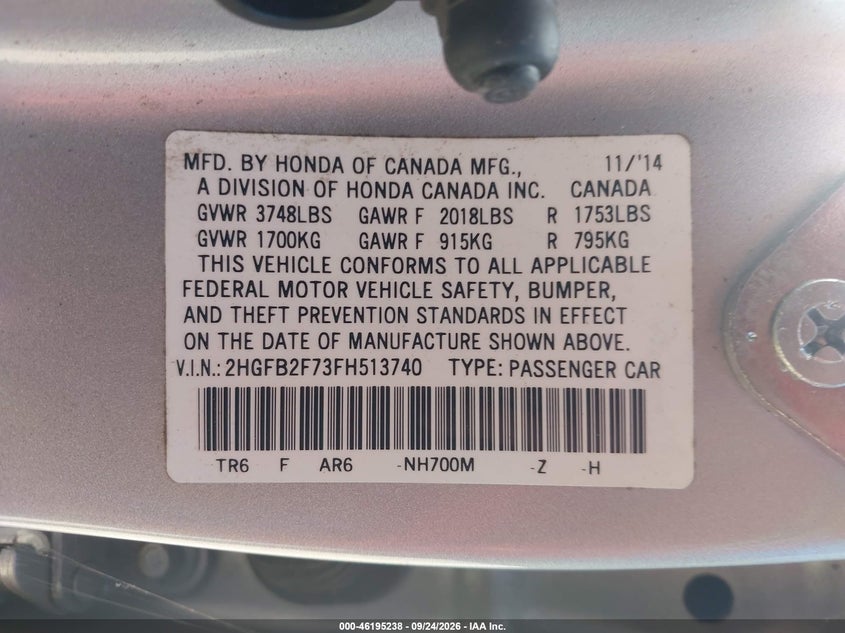 2015 HONDA CIVIC SE · Фото 9
