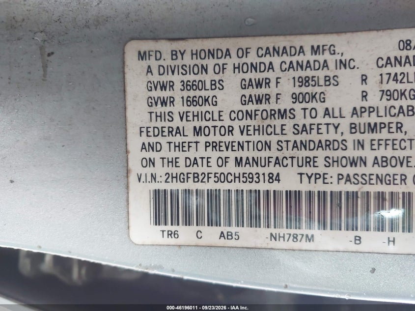 2012 HONDA CIVIC SDN LX · Фото 9