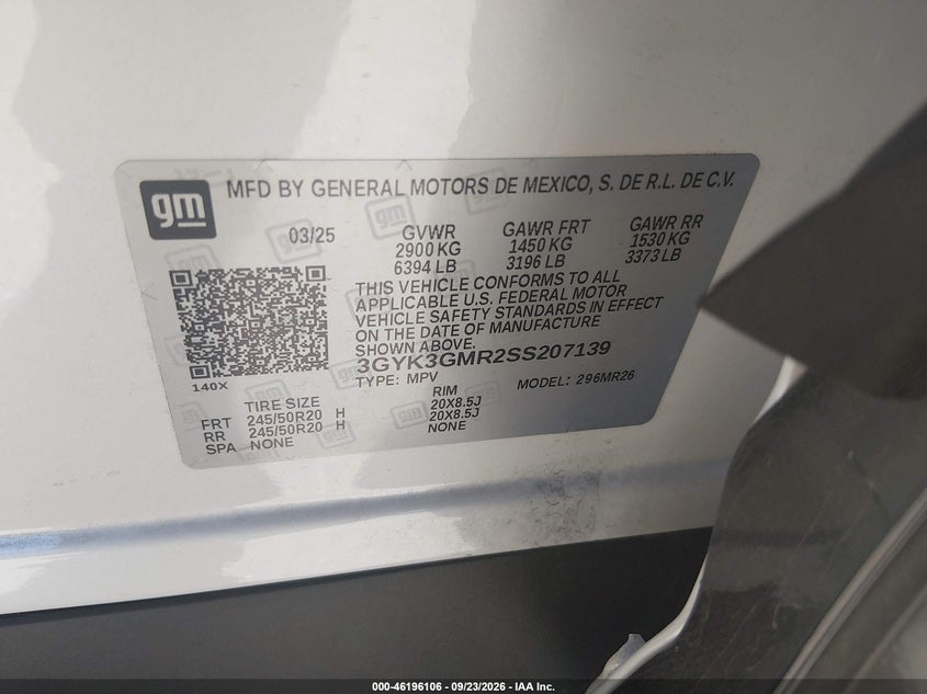 CADILLAC OPTIQ 2025 VIN 3GYK3GMR2SS207139