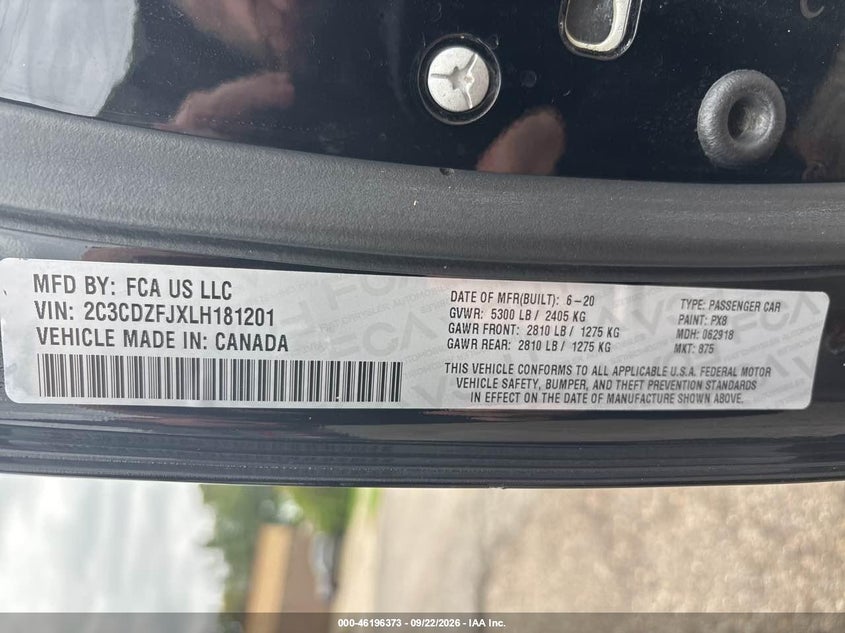 DODGE CHALLENGER 2020 VIN 2C3CDZFJXLH181201