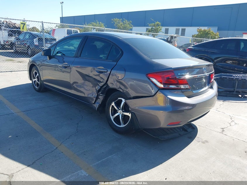 Vin: 19xfb2f74fe278484, lot: 46696297, honda civic se 20153