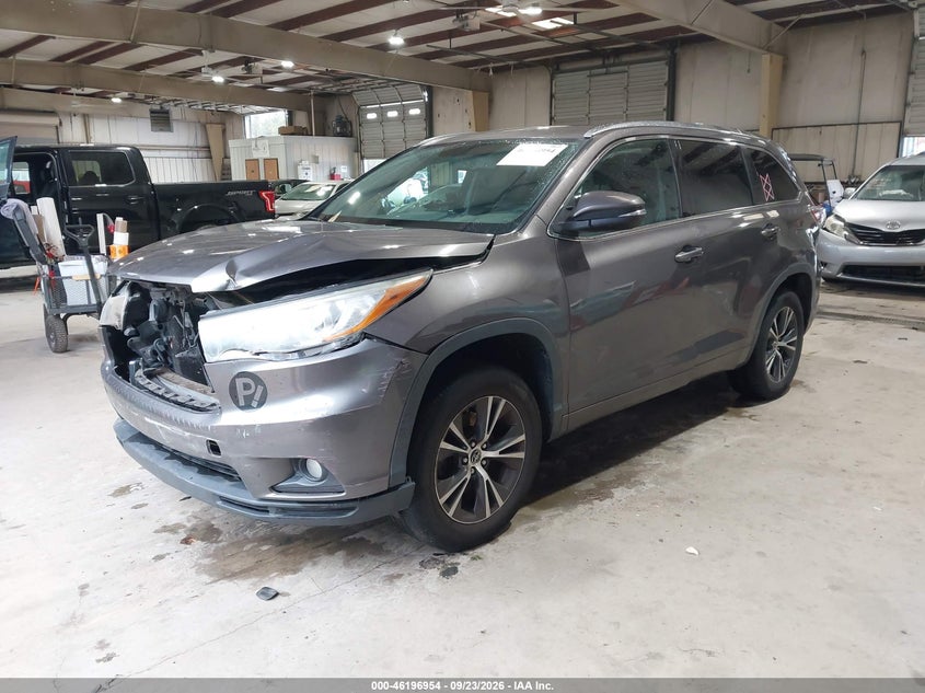 Vin: 5tdkkrfh2gs122788, lot: 46696838, toyota highlander xle 20162