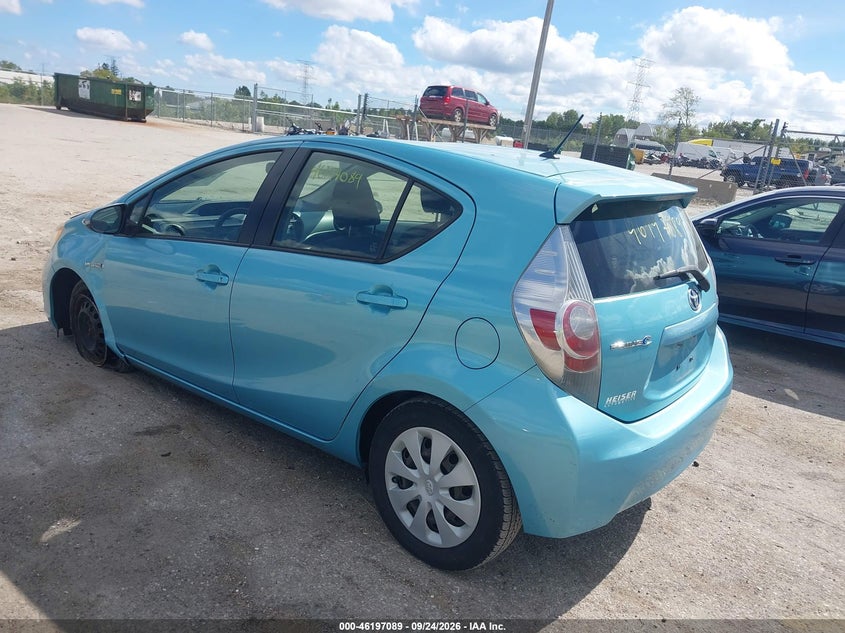 Vin: jtdkdtb37c1015566, lot: 46696973, toyota prius c two 20123