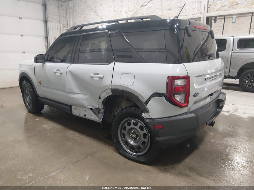 Vin: 3fmcr9d97mra48080, lot: 46696990, ford bronco sport badlands 20213