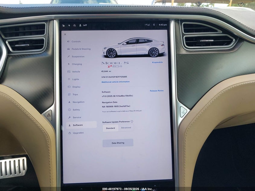 TESLA MODEL S 2013 VIN 5YJSA1DP4DFP25885