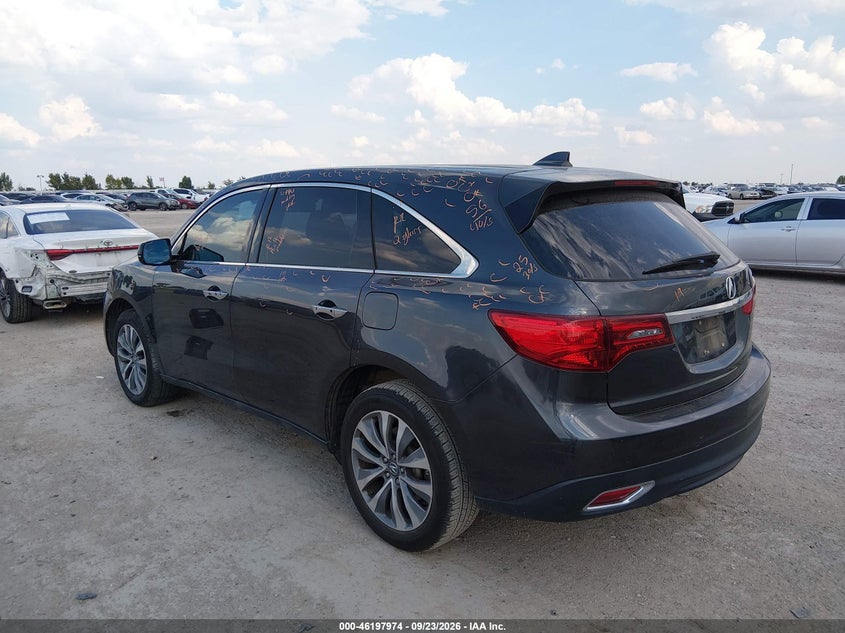 Vin: 5fryd3h48gb014674, lot: 46697858, acura mdx technology   acurawatch plus packages/technology package 20163