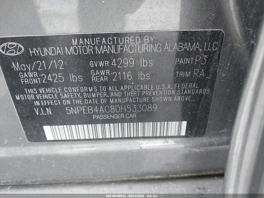 2013 HYUNDAI SONATA GLS · Photo 9