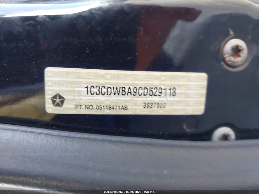 DODGE CALIBER 2012 VIN 1C3CDWBA9CD529118