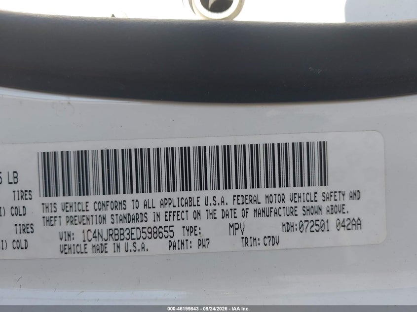 JEEP PATRIOT 2014 VIN 1C4NJRBB3ED598655