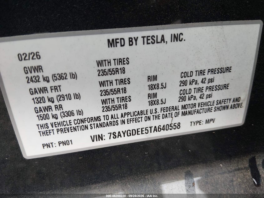 2026 TESLA MODEL Y ALL-WHEEL DRIVE/LONG RANGE LAUNCH SERIES/PREMIUM ALL-WHEEL DRIVE · Фото 9