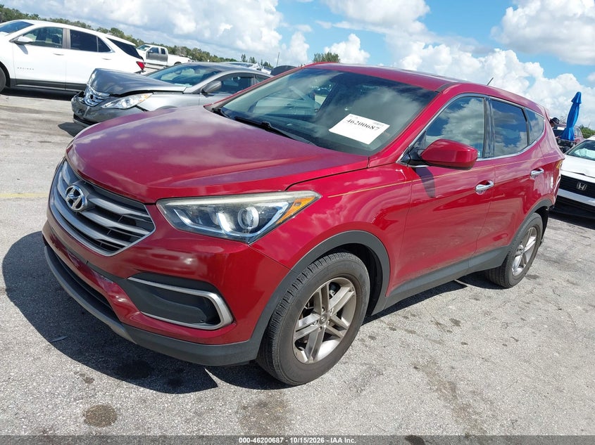 Vin: 5xyzt3lv6jg550604, lot: 46700599, hyundai santa fe sport 20182