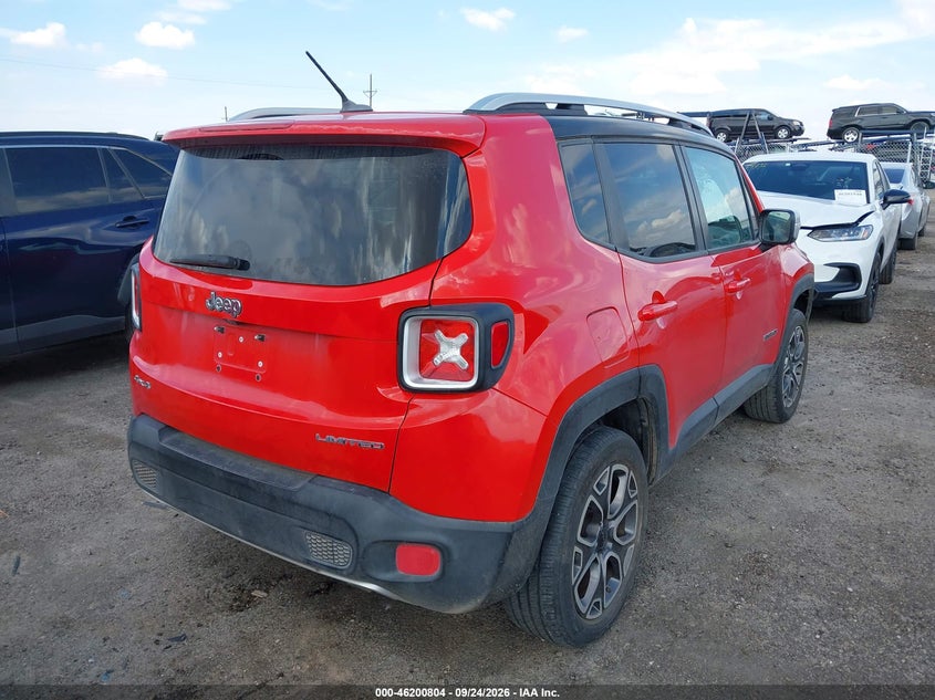 Vin: zaccjbdt5gpd07081, lot: 46700716, jeep renegade limited 20164