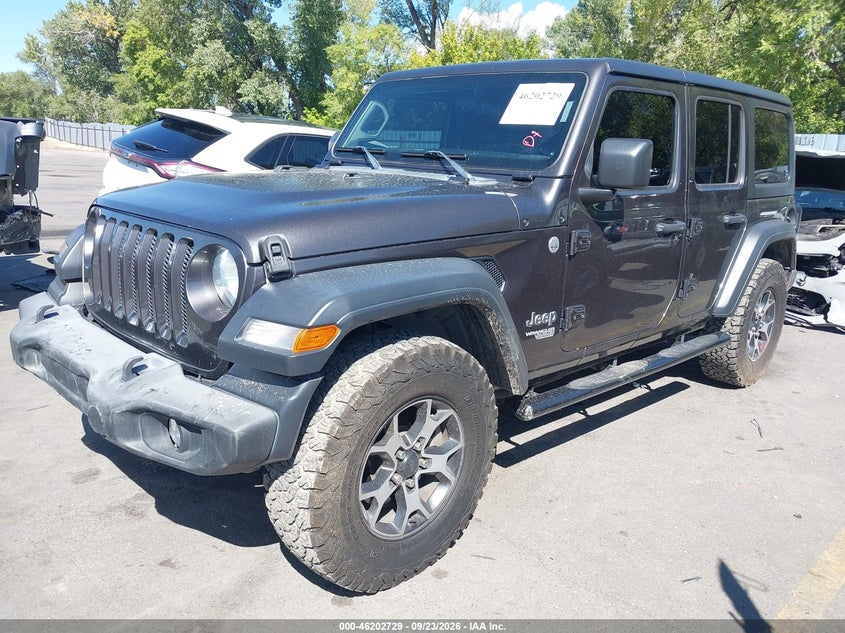 2019 Jeep Wrangler Unlimited Sport S 4X4, Левый зад, IAAI, VIN 1C4HJXDN1KW519637 — фото 2