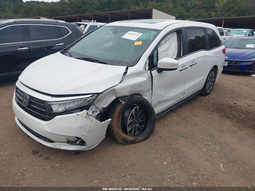 Vin: 5fnrl6h70nb004447, lot: 46703047, honda odyssey ex-l 20222