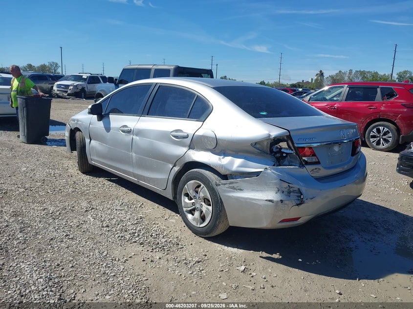 Vin: 19xfb2f55fe051562, lot: 46703119, honda civic lx 20153