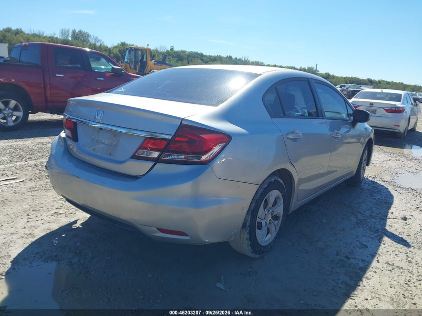 Vin: 19xfb2f55fe051562, lot: 46703119, honda civic lx 20154