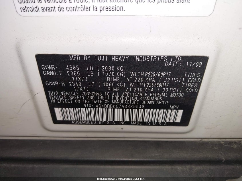 2010 SUBARU OUTBACK LTD PWR MOON · Фото 9