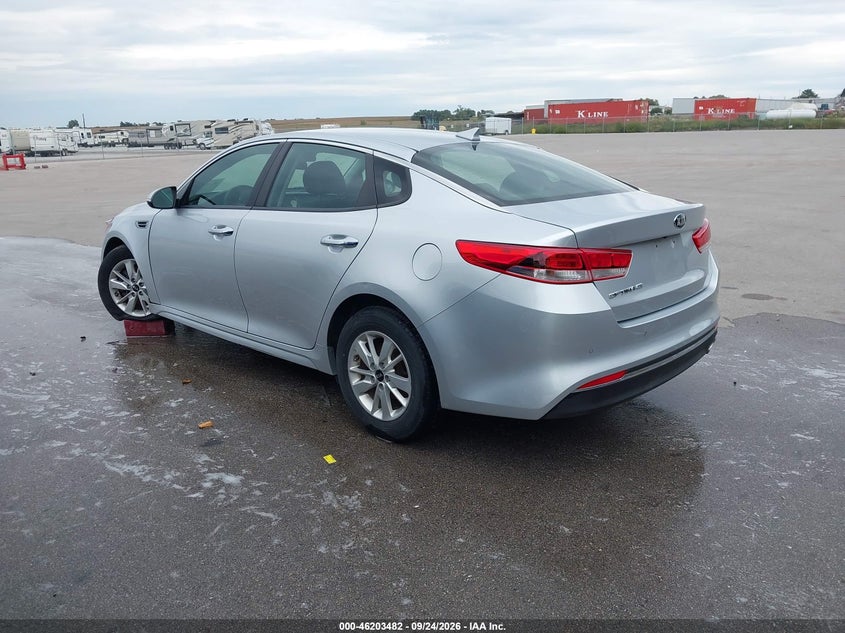 Vin: 5xxgt4l30jg200315, lot: 46703394, kia optima lx 20183