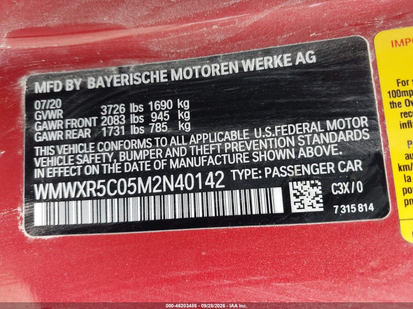 MINI HARDTOP 2021 VIN WMWXR5C05M2N40142