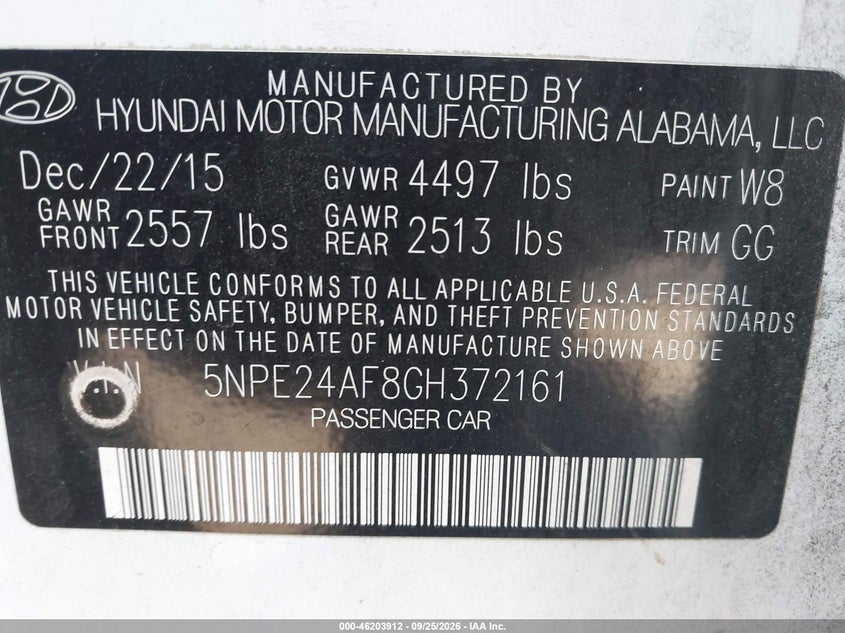 2016 HYUNDAI SONATA 2.4L SE · Фото 9