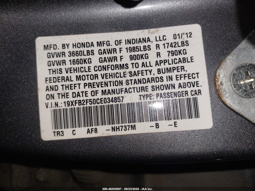 2012 HONDA CIVIC SDN LX · Фото 9
