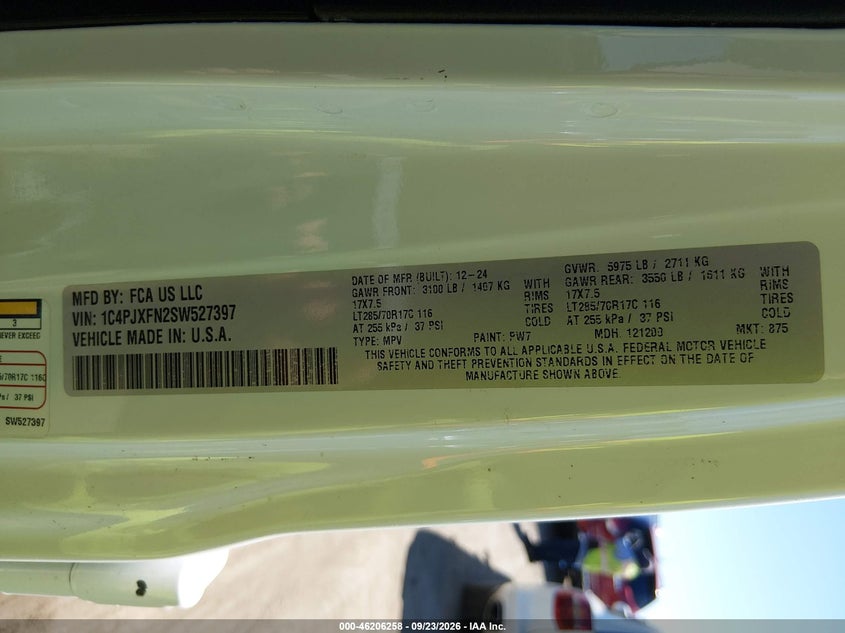 JEEP WRANGLER 2025 VIN 1C4PJXFN2SW527397